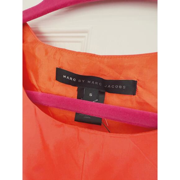 Marc Jacobs Orange Sheath Dress Small Sleeveless Modern Bold Career Retro Fall - Picture 5 of 8